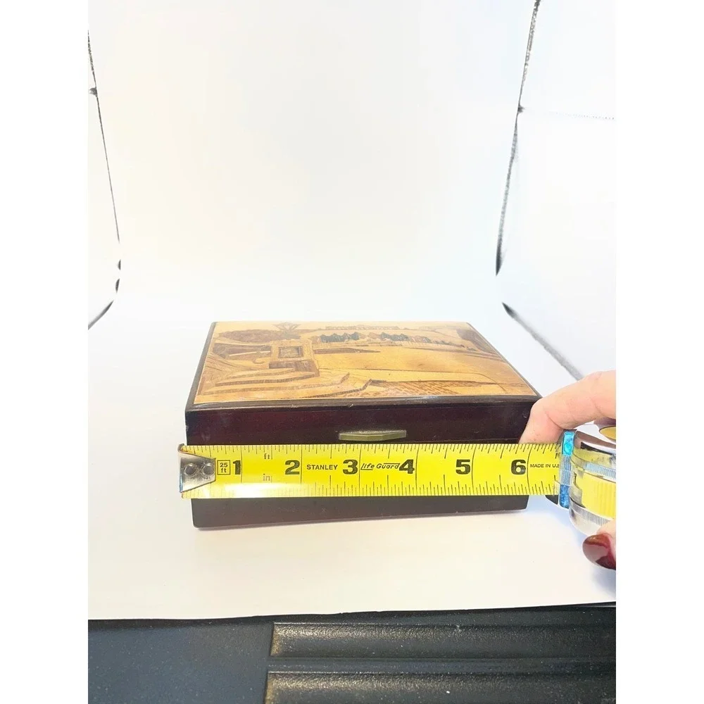 Vintage Reuge Inlaid Marquetry Wood Jewelry Box